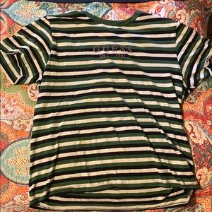 Guess green black and white short sleeve shirts